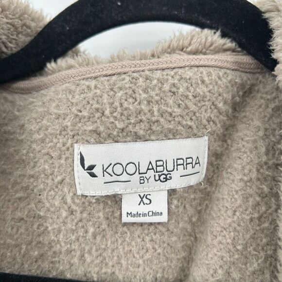 KOOLABURRA UGG Beige Light Brown Super Soft Teddy Open Cardigan Sweater Size XS - Picture 4 of 5